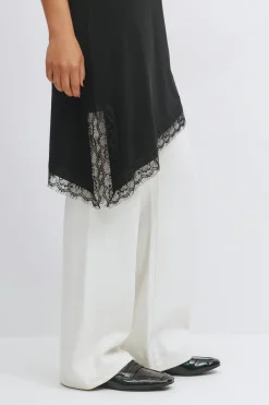 Asymmetric lace detail tunic