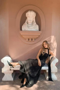Bandeau frill maxi dress