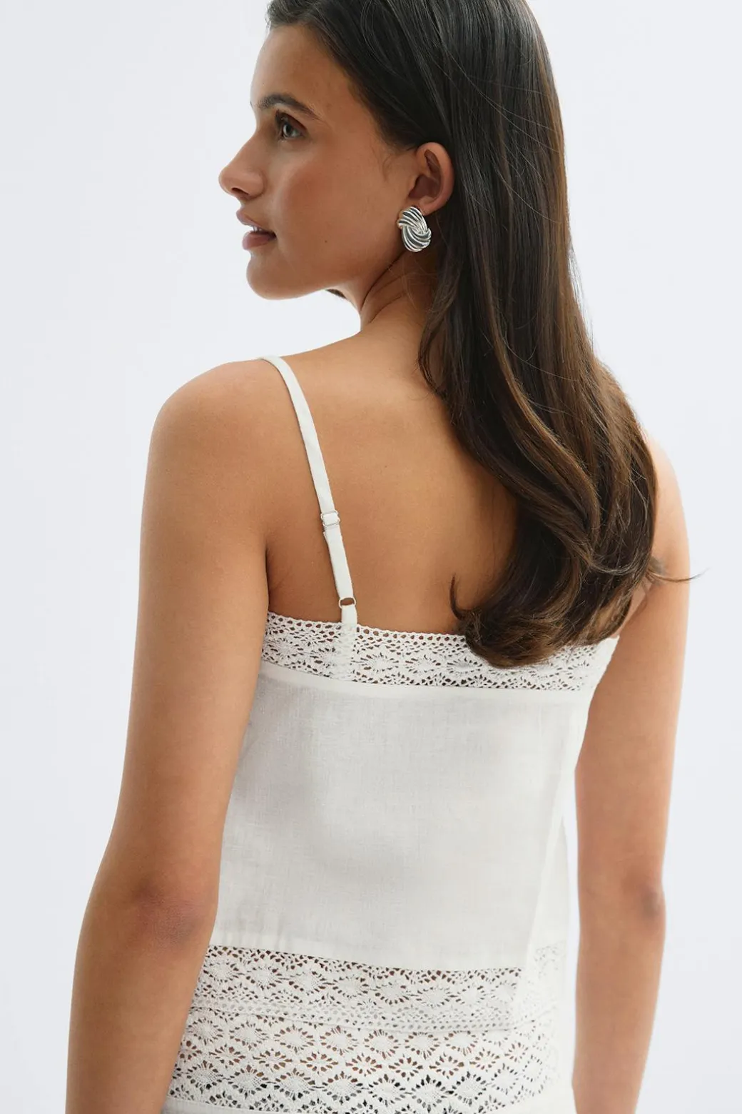 14+ crochet linen blend top