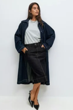 Denim pencil skirt