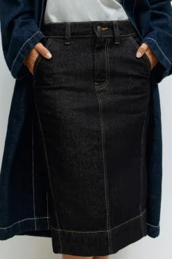 Denim pencil skirt