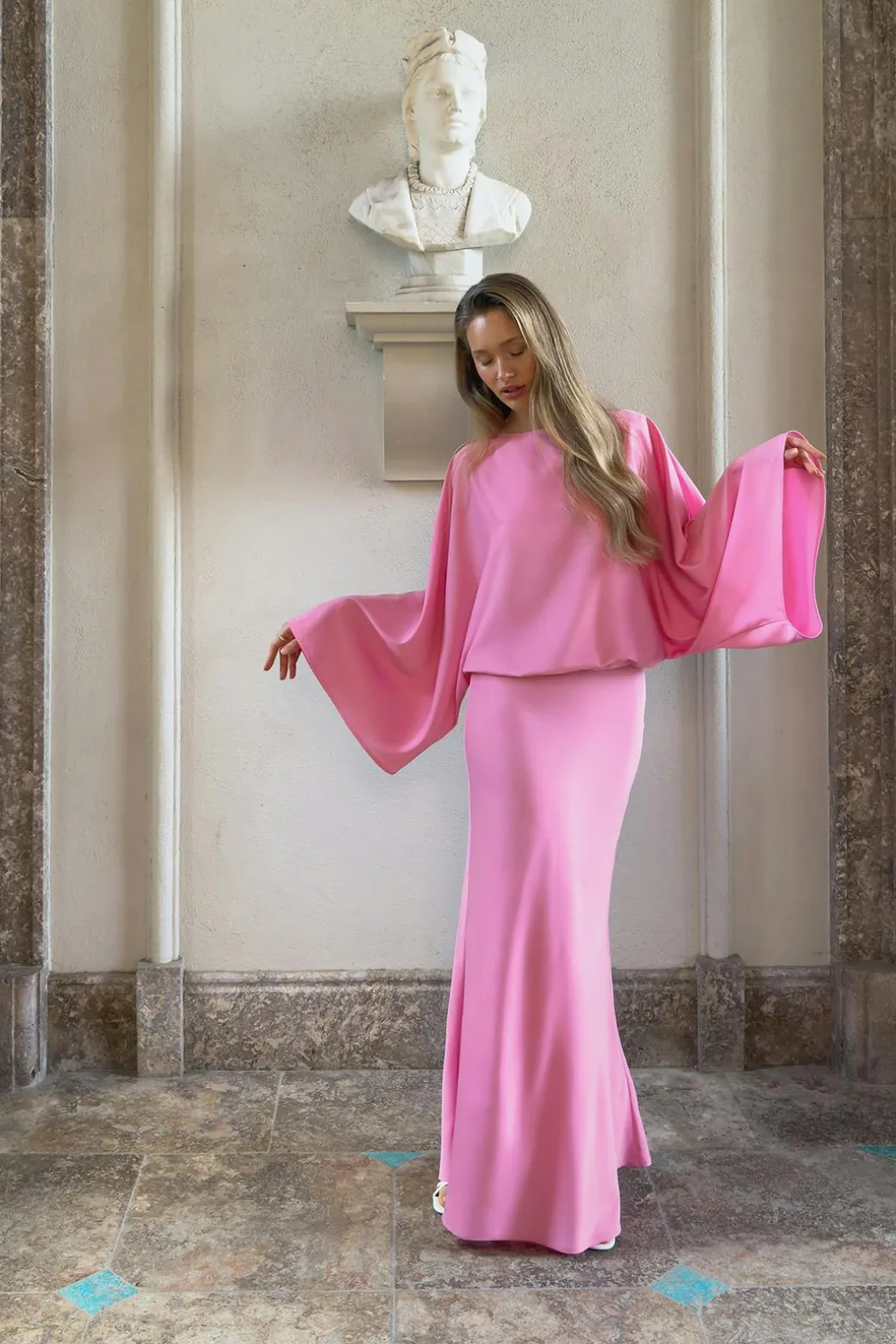 Draped back maxi dress
