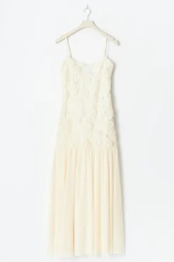 Embroidery dropped waist dress