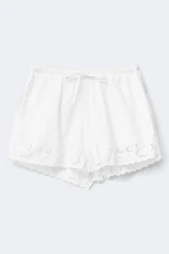 Embroidery poplin shorts