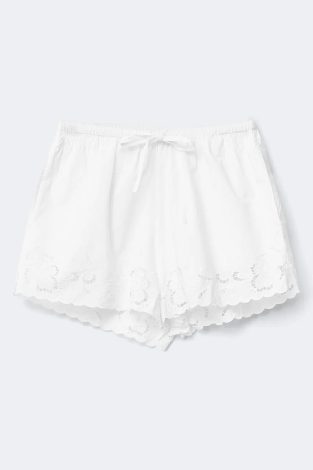 Embroidery poplin shorts