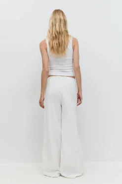 Embroidery poplin trousers