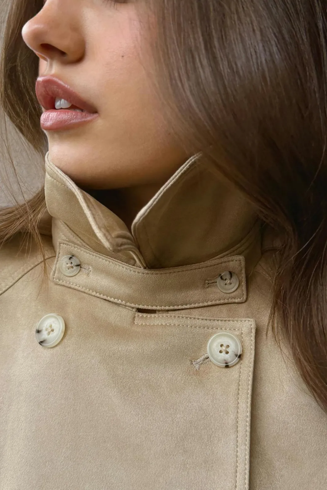 Faux suede belted jacket
