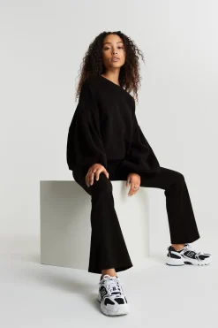 Flare petite jersey trousers