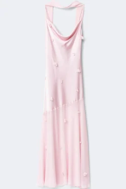 Floral maxi cowlneck dress