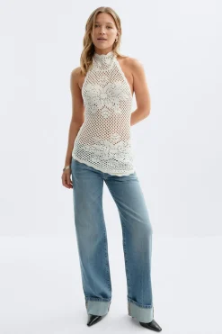 Halterneck knitted singlet