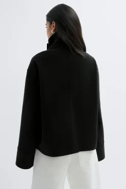 High neck short felt jacket