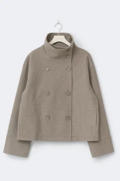 High neck short felt jacket