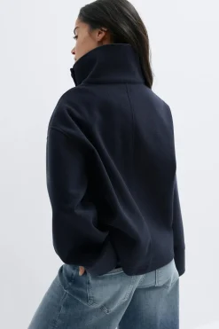 High neck short felt jacket