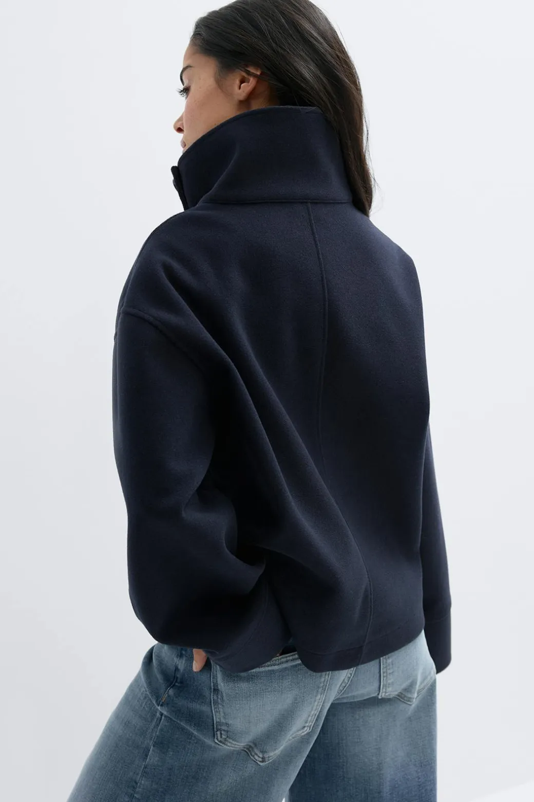 High neck short felt jacket