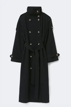 High neck trench coat