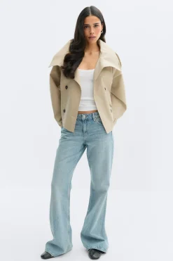 High neck trench jacket