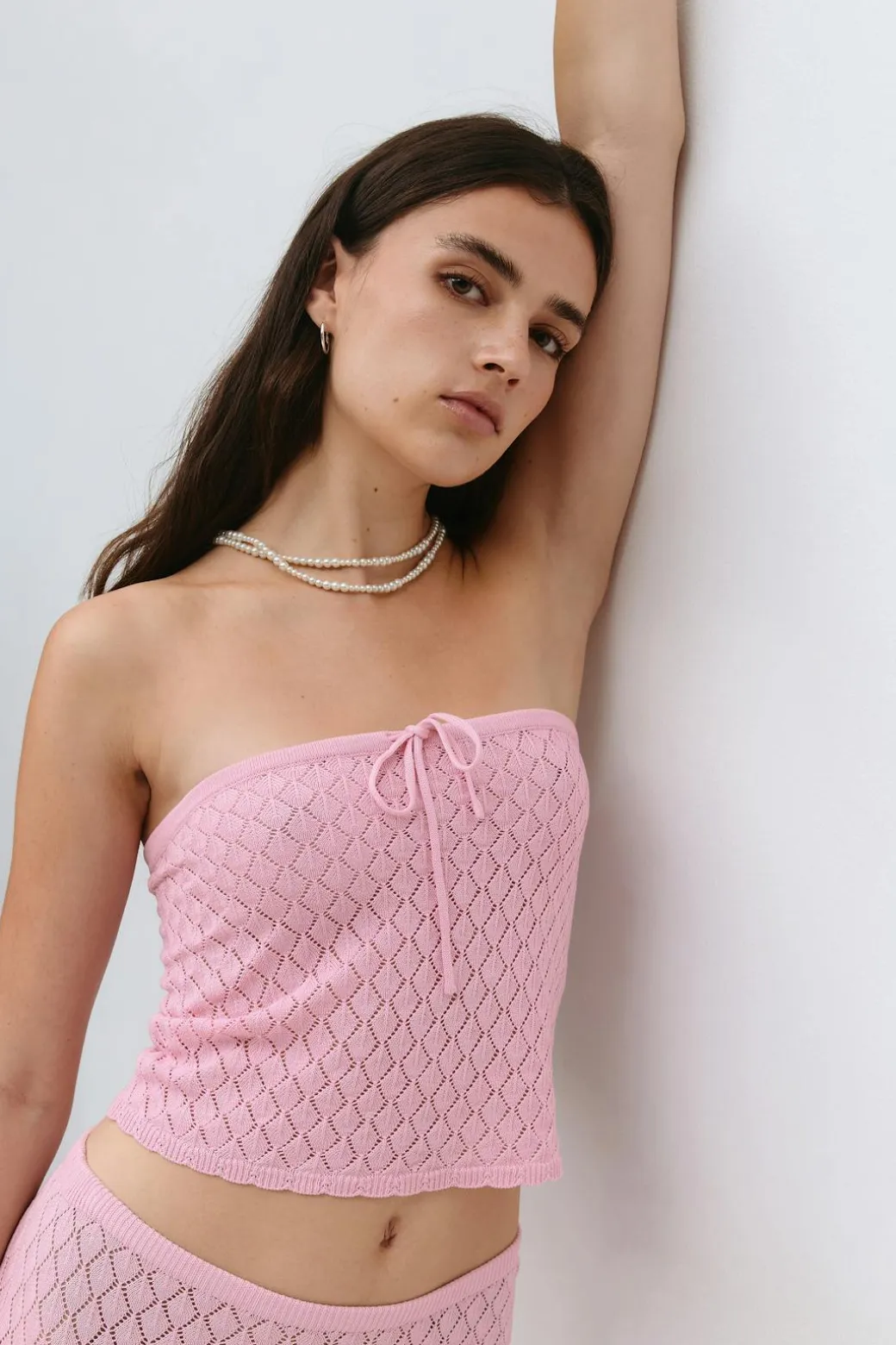 Knitted crochet tube top