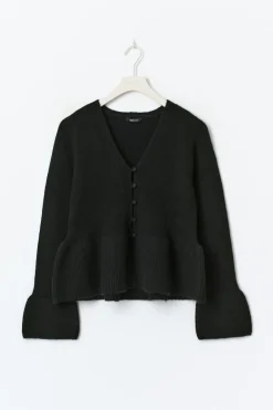 Knitted peplum cardigan