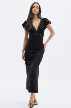Lace detail midi dress