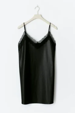 Lace detail pu dress