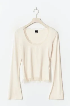 Lace detail scoop neck top
