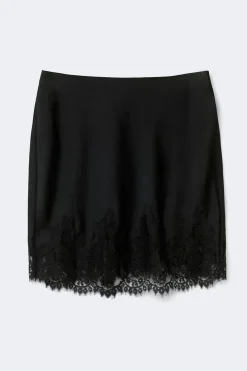 Lace satin mini skirt