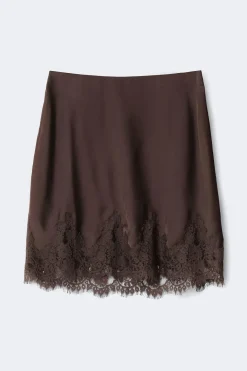 Lace satin mini skirt