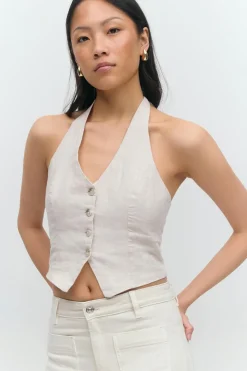 Linen halterneck vest