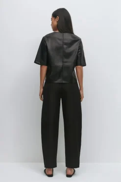 Mid waist barrel trousers