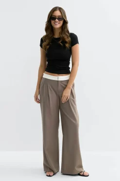 Mid wide pleated trousers