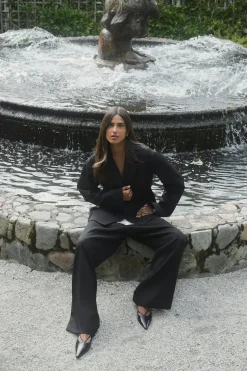 Mid wide pleated trousers