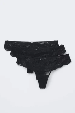 3-pack scallop lace thong