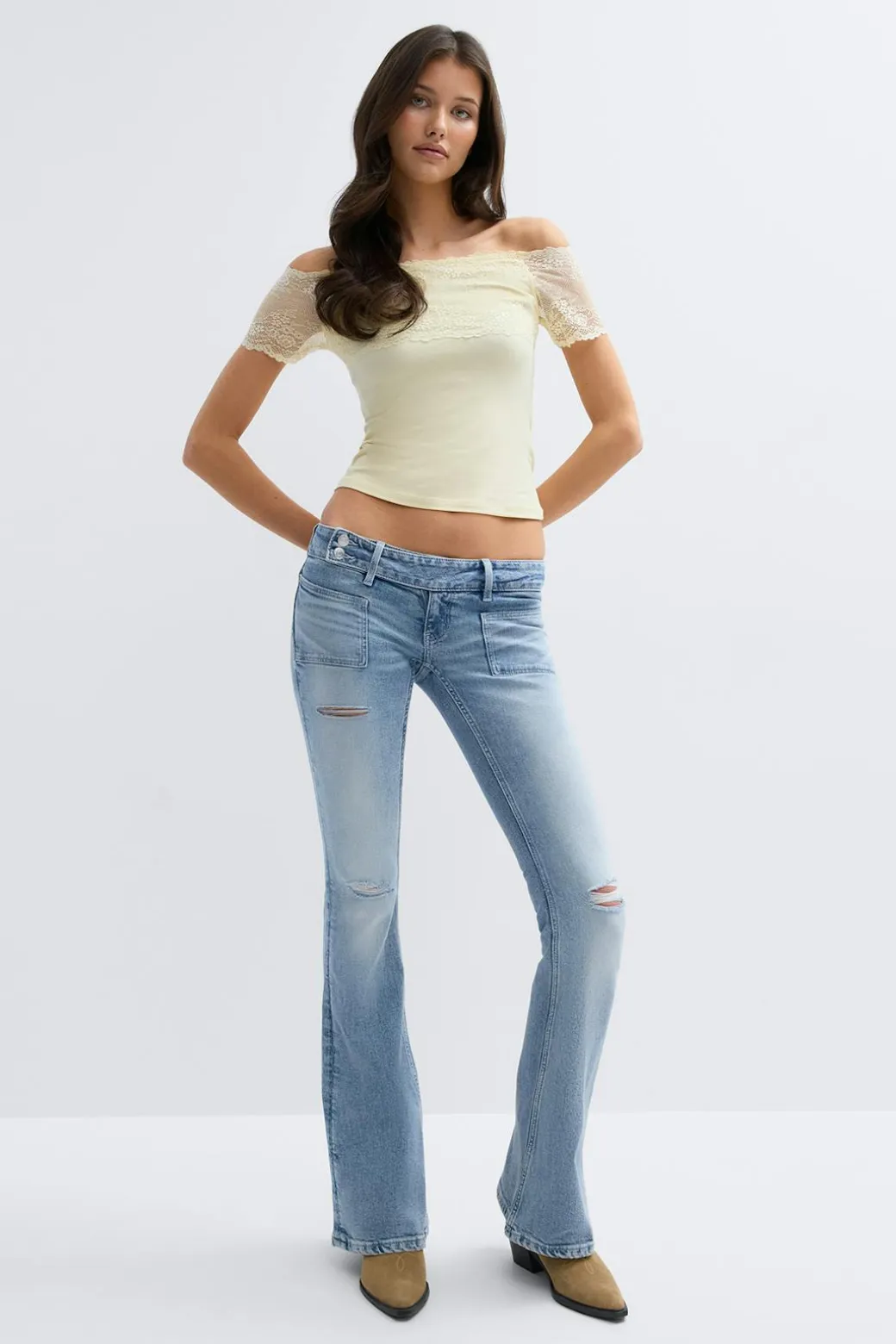 14+ pleated flare jeans tall