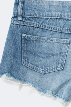 14+ pleated low denim shorts