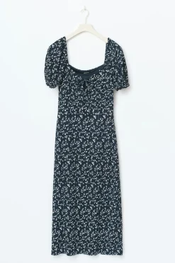 Puff sleeve midi dress