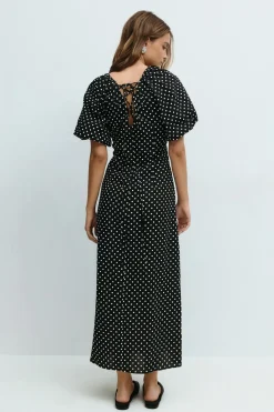 Puff sleeve midi dress