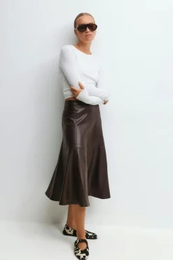 Pu midi skirt