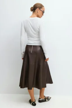 Pu midi skirt