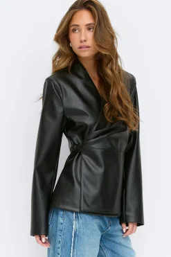 Pu wrap blazer