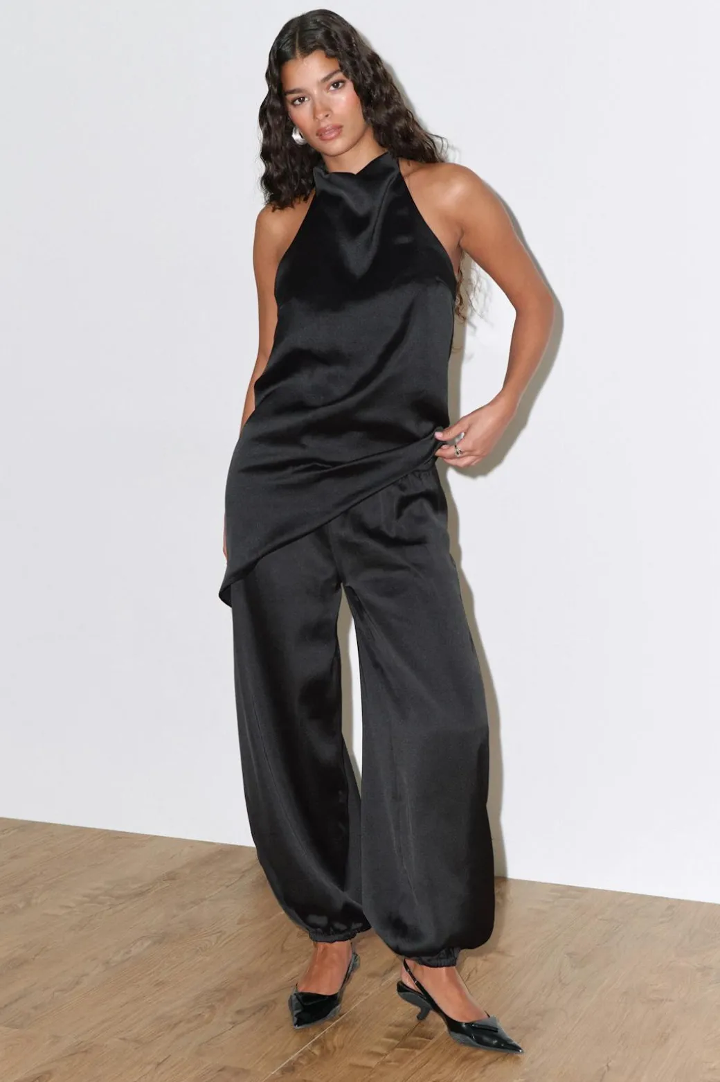 Satin balloon trousers
