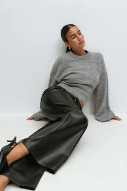Straight pu trousers