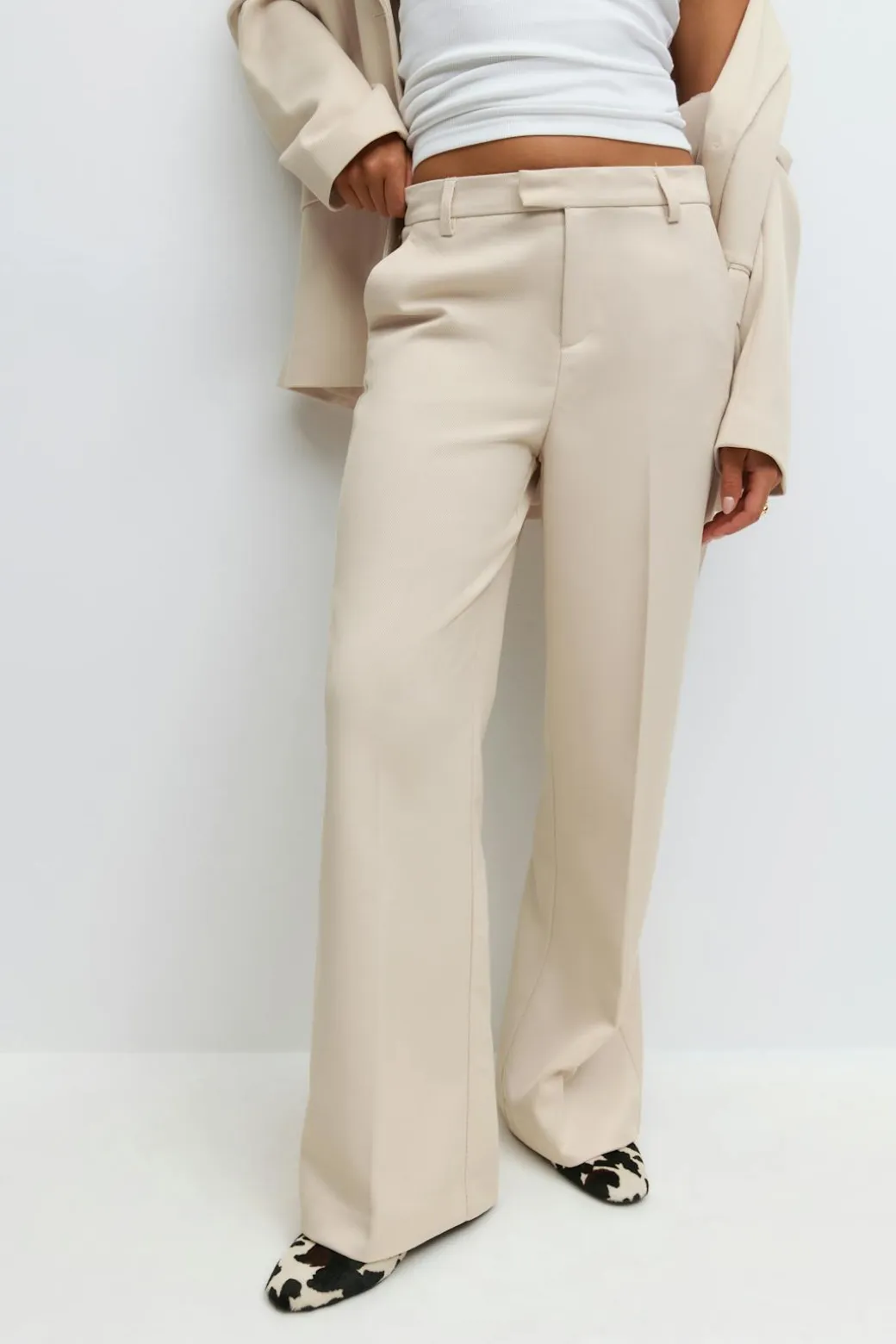 Straight twill trousers