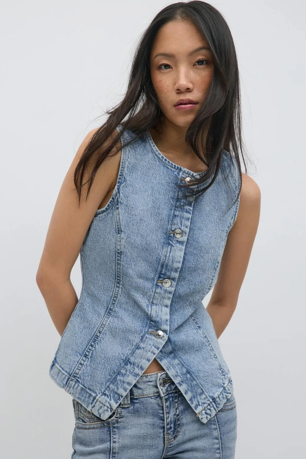 Tailored denim vest