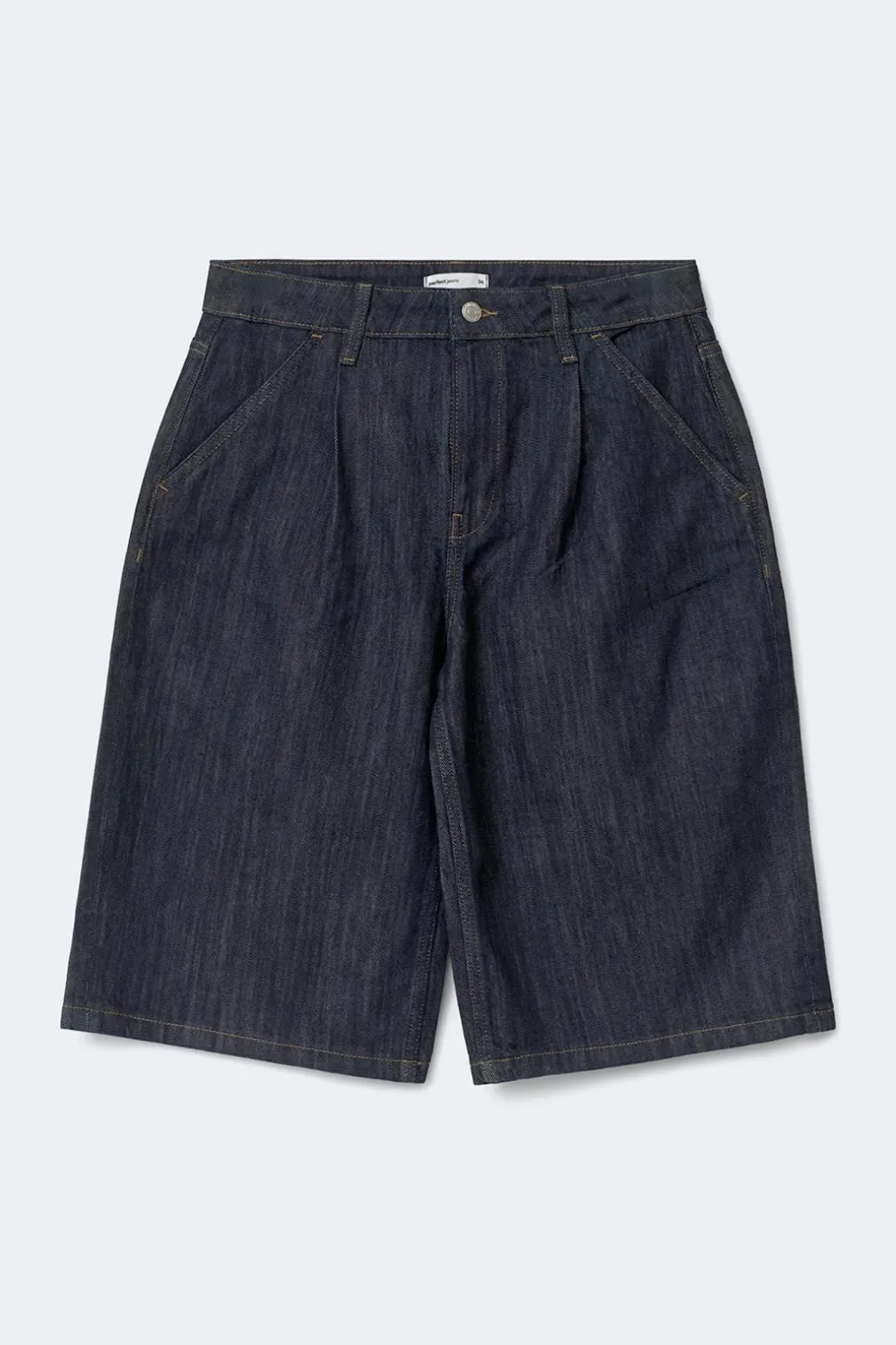 Tailored long denim shorts