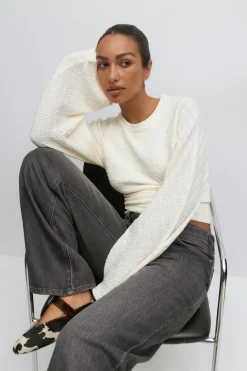Textured wide sleeve top
