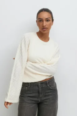 Textured wide sleeve top