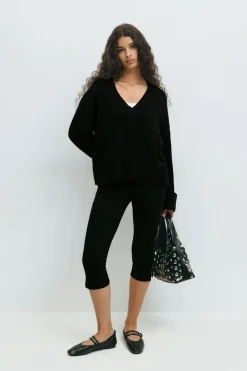 V-neck knitted sweater
