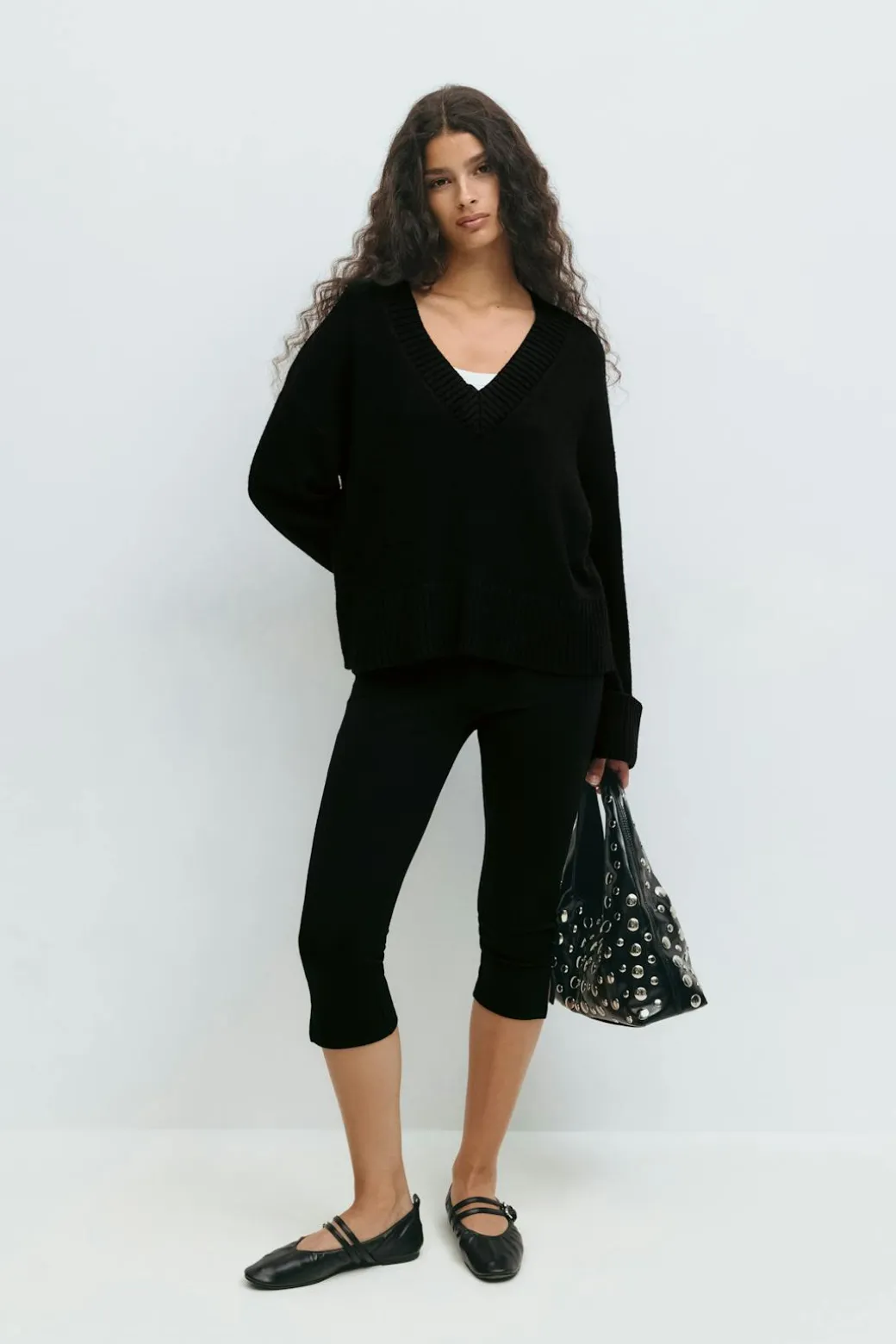 V-neck knitted sweater