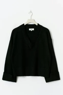 V-neck knitted sweater