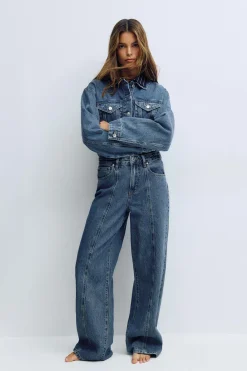 Wide front seam jeans